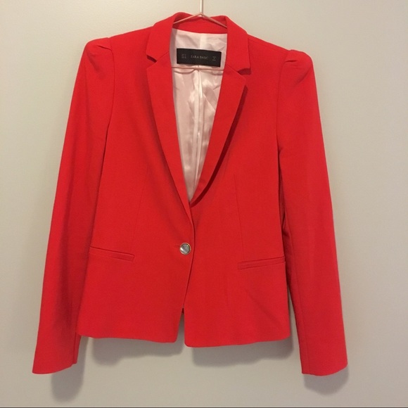 zara basic red blazer